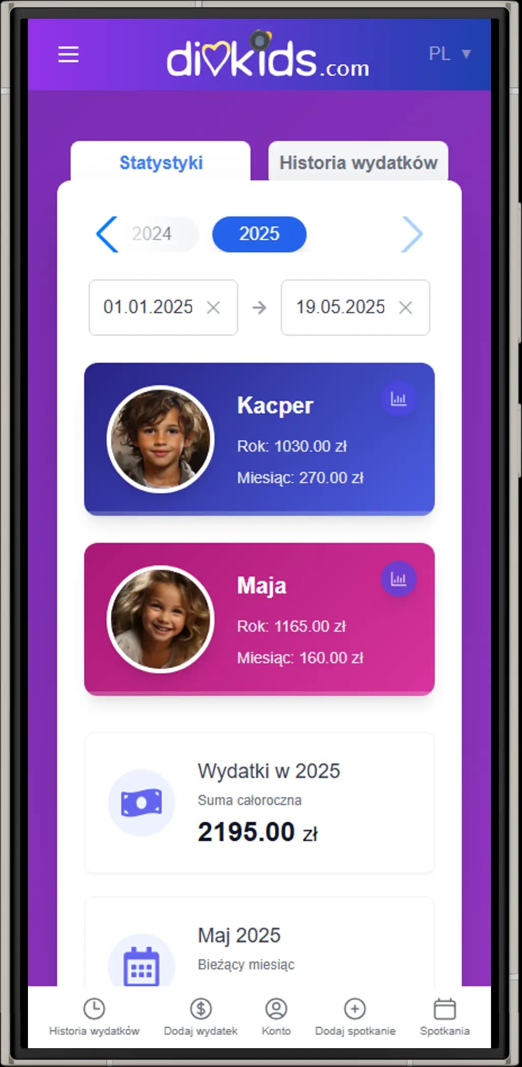 DivKids – panel aplikacji